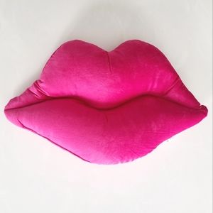 Pink Lips Velvet Throw Pillow